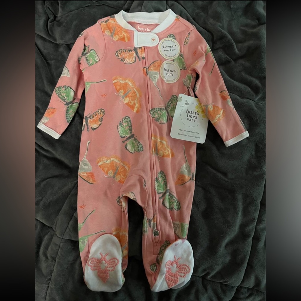 Burt's Bees Pink and Orange Citrus Footie One Piece